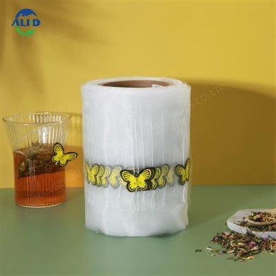 Piramid Nylon may Triyang Teabag Emballage sak fim woule ak fisèl ak Tag